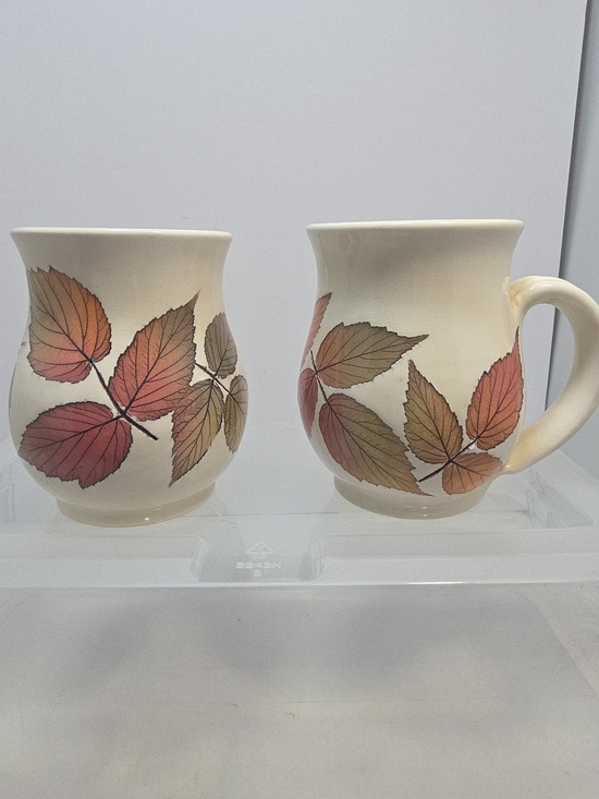 Wizard Of Clay Other - Bristaleaf Wizard of Clay Studio Pottery Leaf Coffee Mugs Set of 2 12 oz (C5)